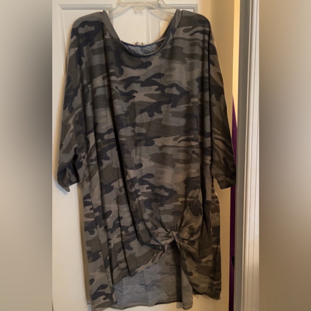Camouflage Tie-Front Top
